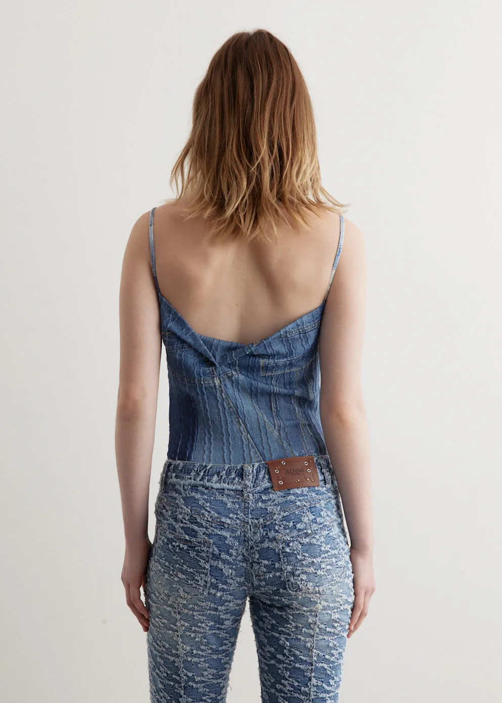 Denim Printed Knit Bodysuit