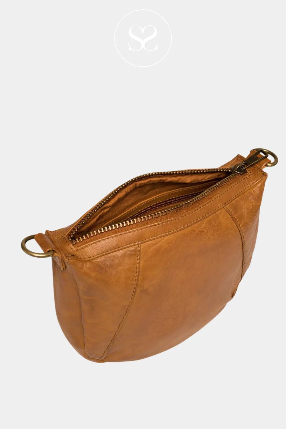 DEPECHE 15604 TAN LEATHER CROSSBODY BAG