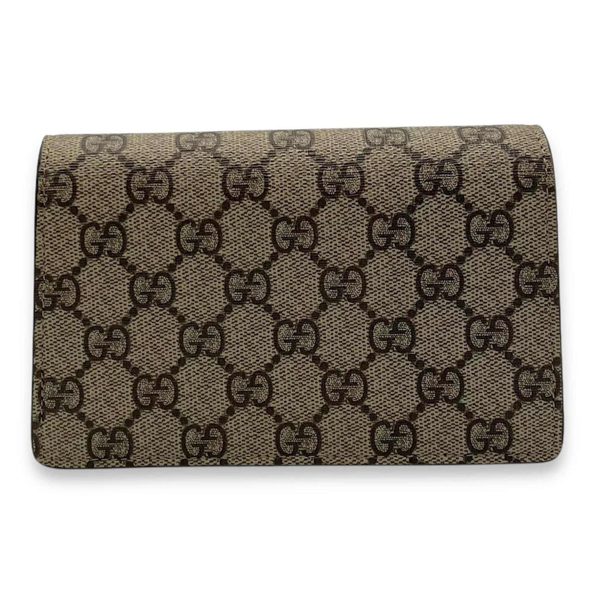 Dionysus Super Mini Brown Crossbody Bag in Coated Canvas, Silver hardware