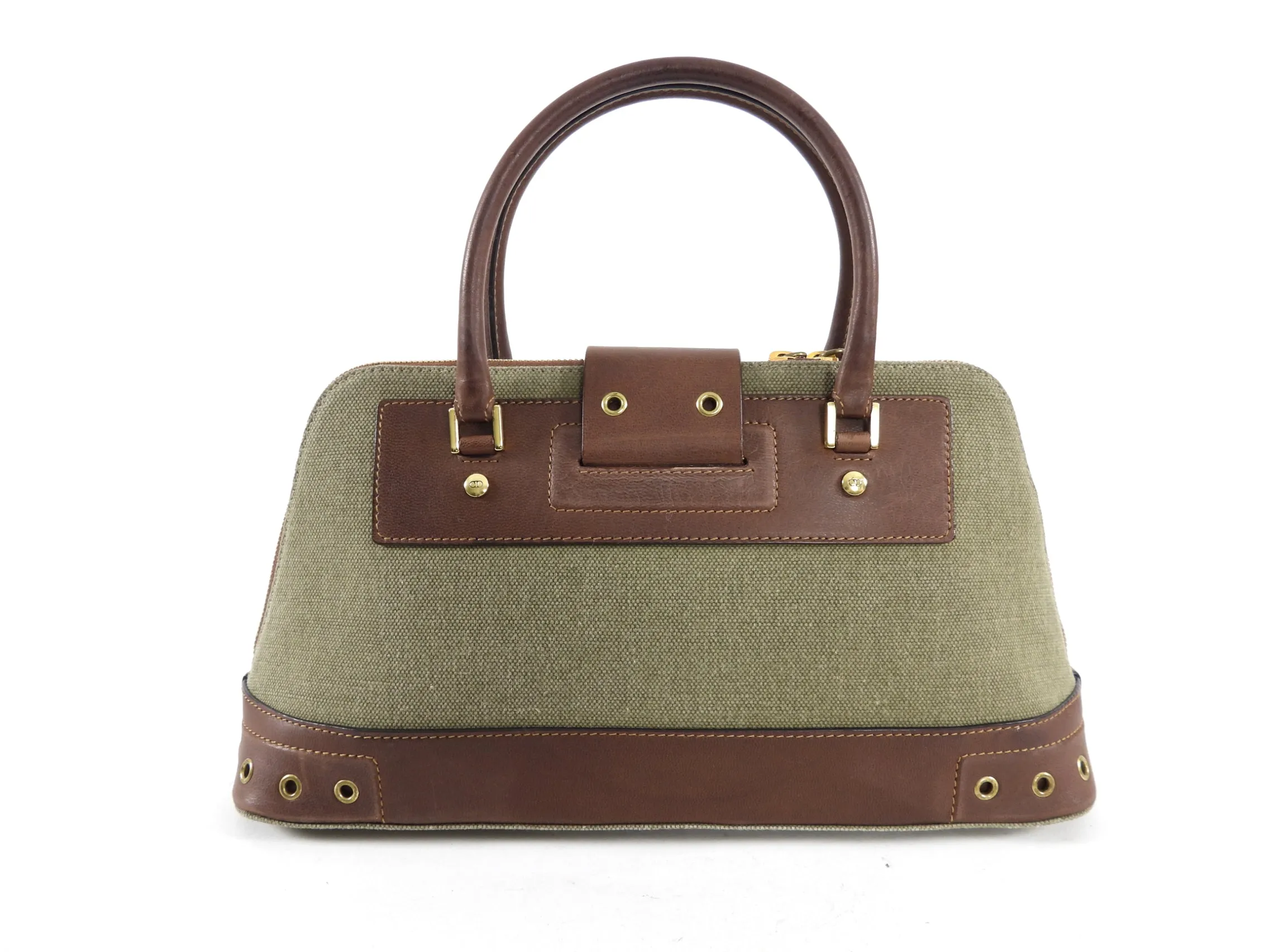 Dior by John Galliano Vintage Street Chic Green Brown Satchel Bag