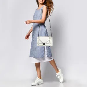 DIOR White Leather Medium ama Flap Shoulder Bag