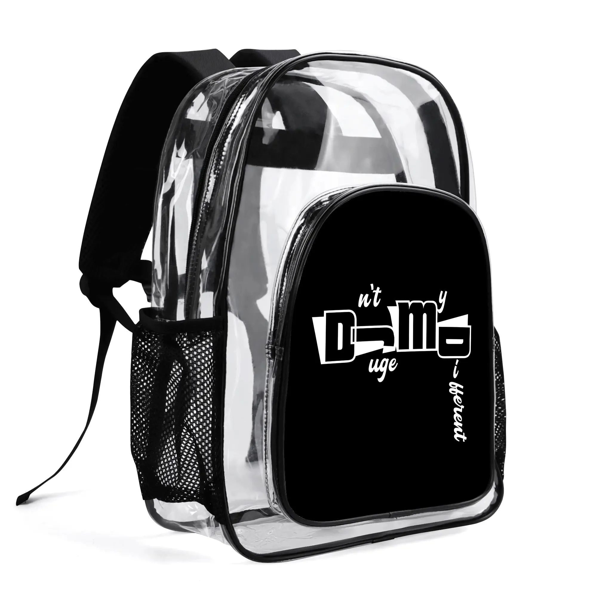 Dnt JugeMy Different Large 17 Inch Clear Bag PVC See Through Transparent School Backpack