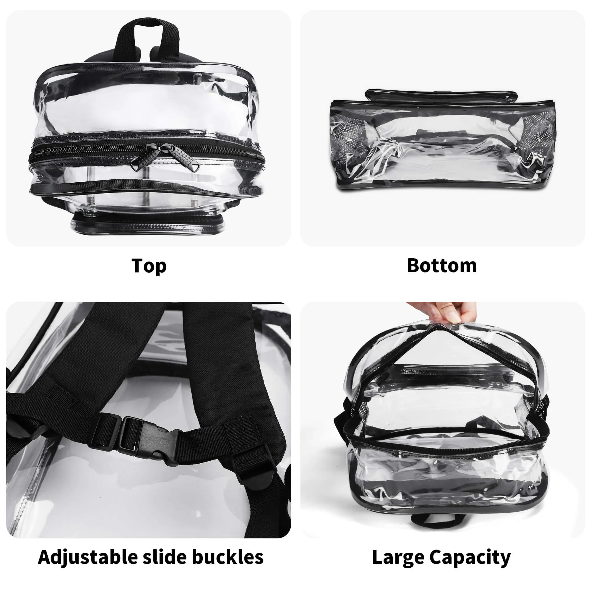 Dnt JugeMy Different Large 17 Inch Clear Bag PVC See Through Transparent School Backpack