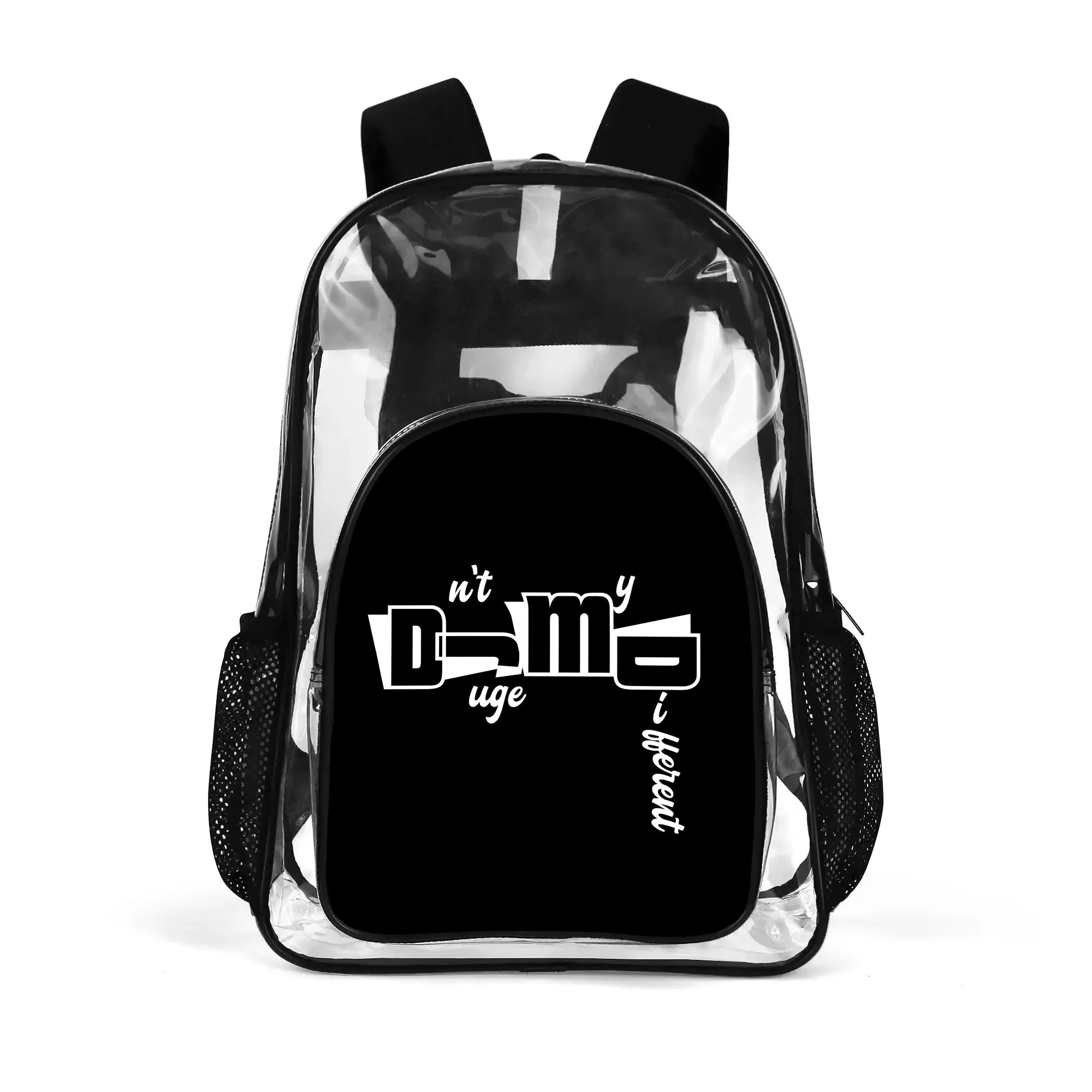 Dnt JugeMy Different Large 17 Inch Clear Bag PVC See Through Transparent School Backpack