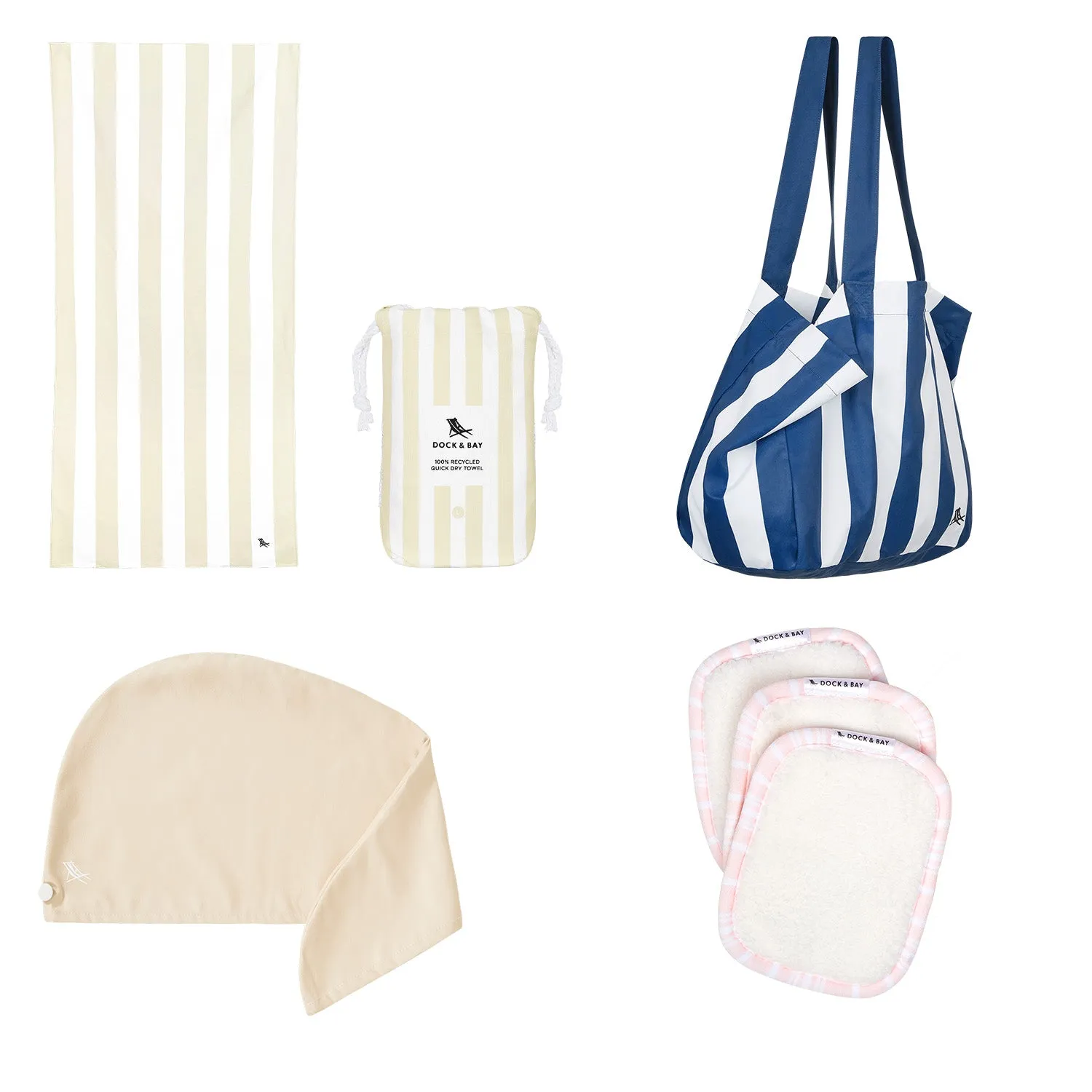 Dock & Bay Beach Towel   Bag   Hair Wrap   Makeup Remover - Set A