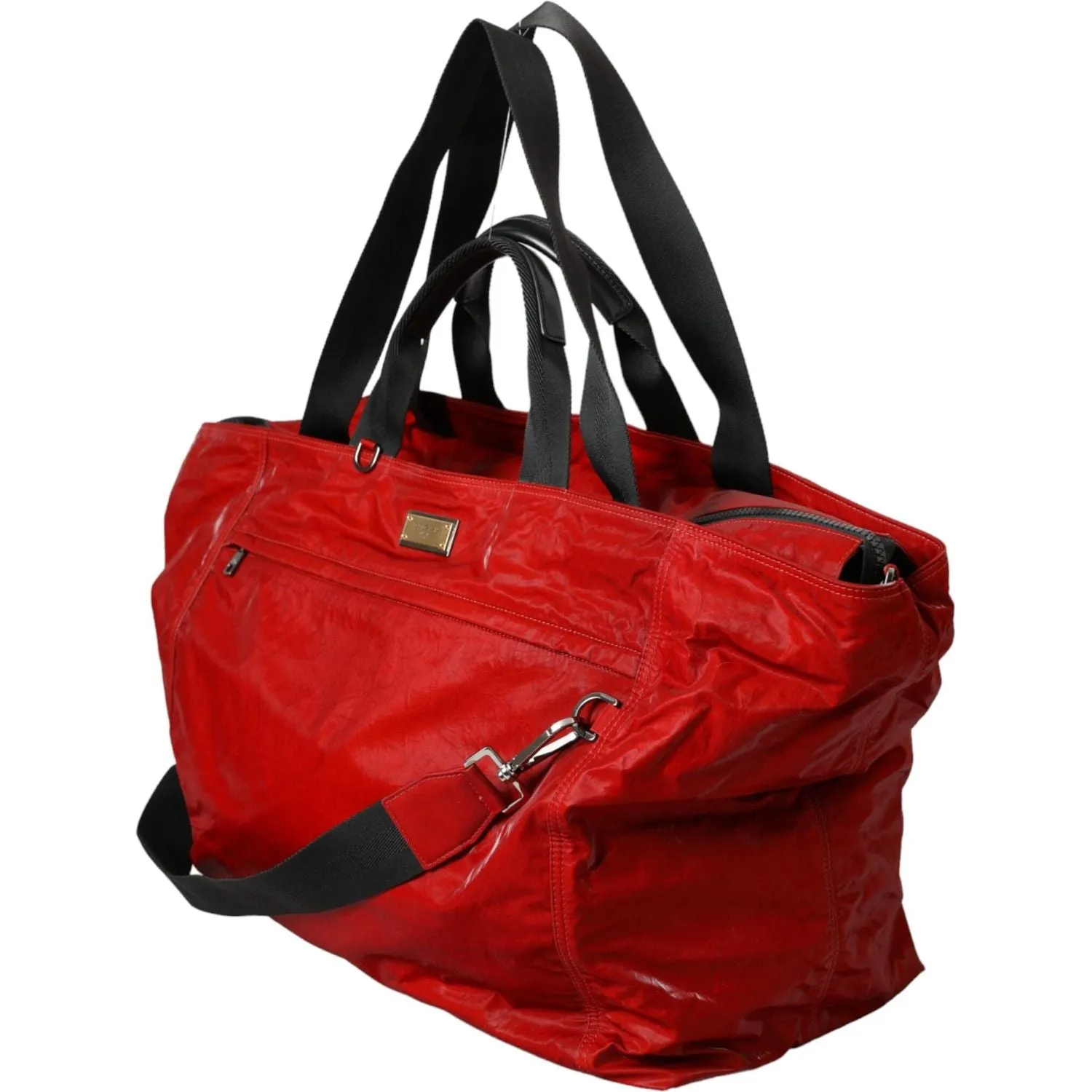 Dolce & Gabbana Red Nylon Calfskin Hand Shoulder Duffel Bag