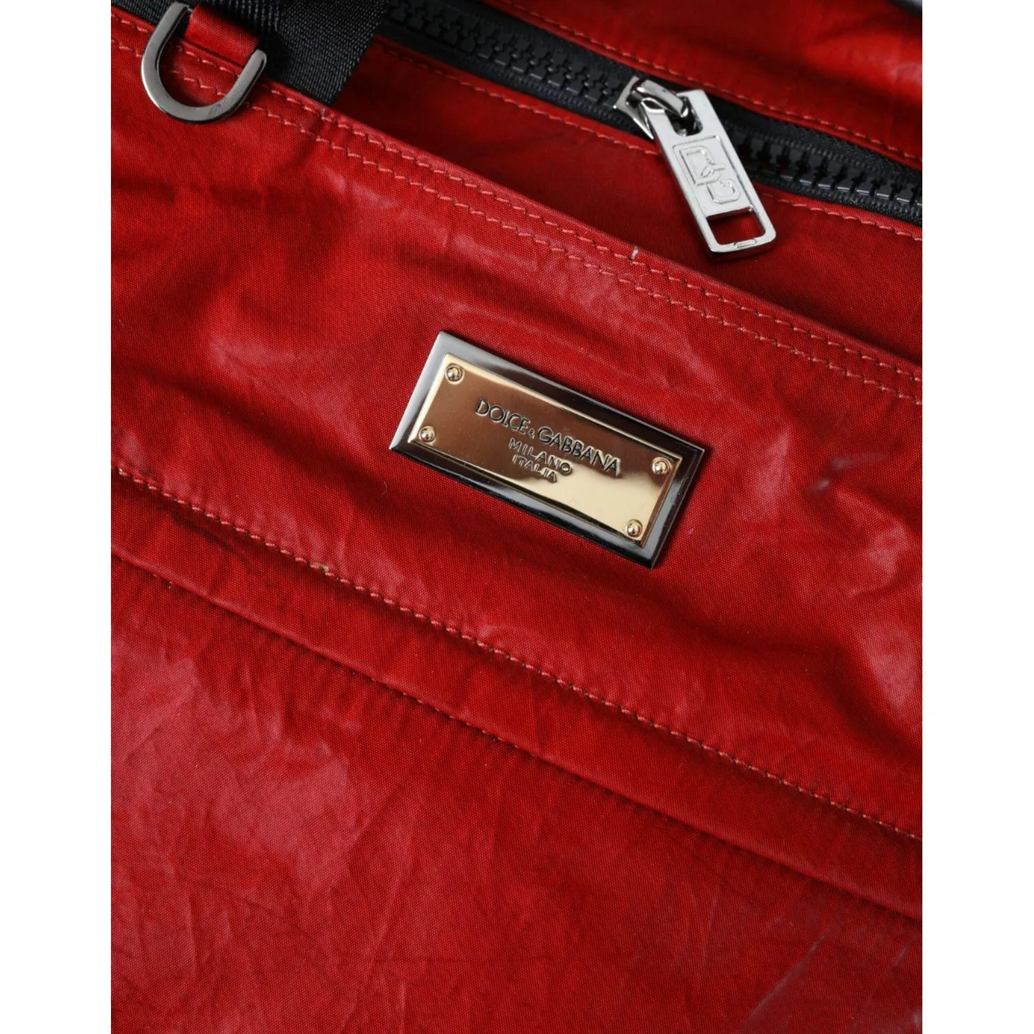 Dolce & Gabbana Red Nylon Calfskin Hand Shoulder Duffel Bag