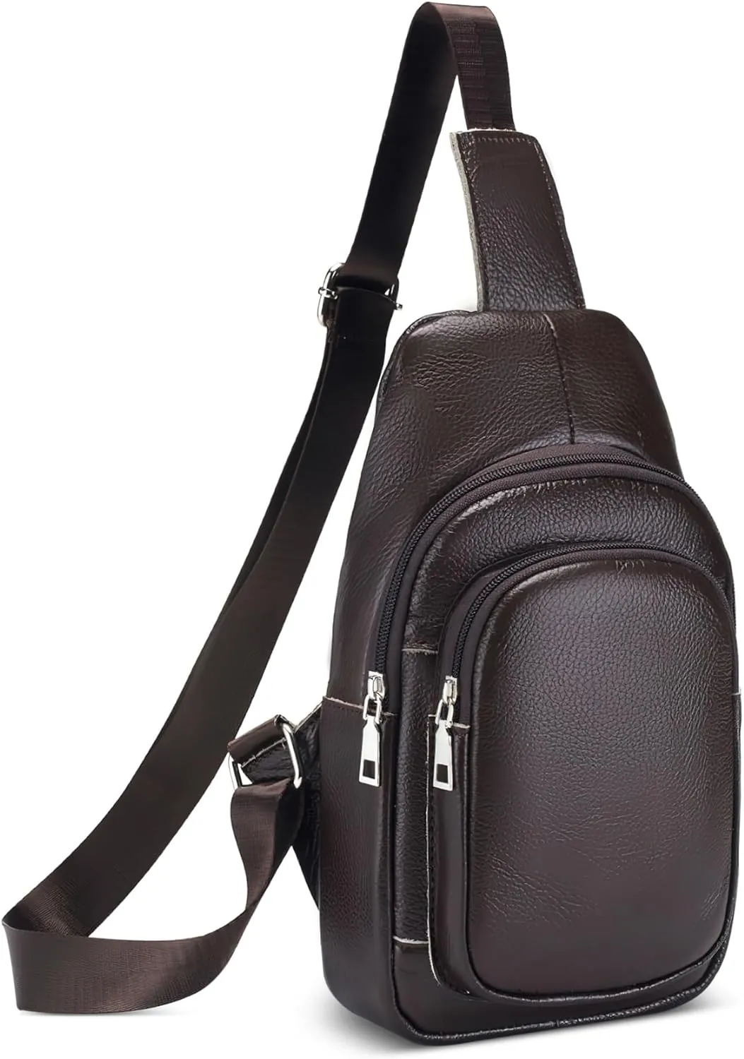 DORRISO New Men's Sling Backpack Lightweight Practical Shoulder Bag Anti Theft Multipurpose Cross Bag for Cycling Travel Camping Sports Casual Genuine Leather