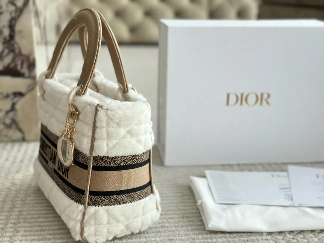 DR471 Medium Lady Dior Bag /  9.5 x 8.5 x 4.5 inches