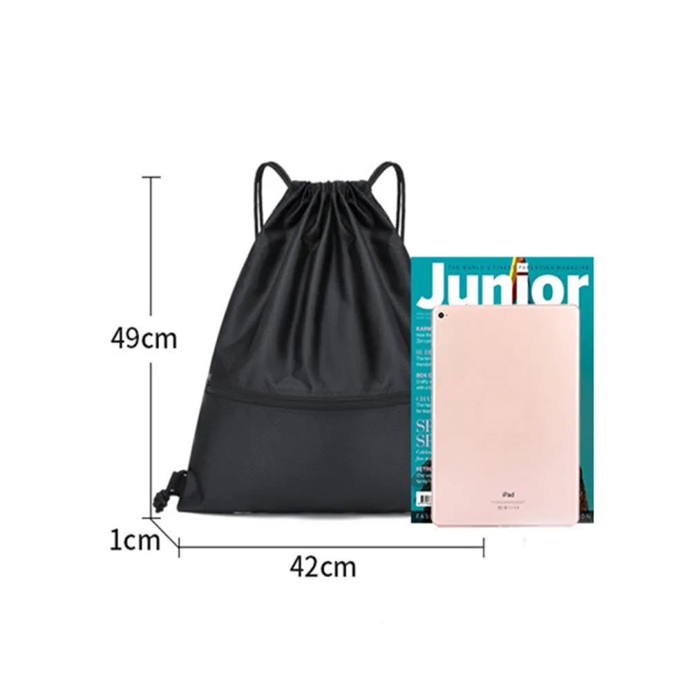 Drawstring Backpack Sport Gym Sackpack Lightweight Zipper Bag