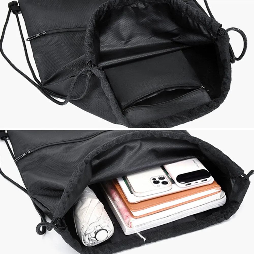 Drawstring Backpack Sport Gym Sackpack Lightweight Zipper Bag