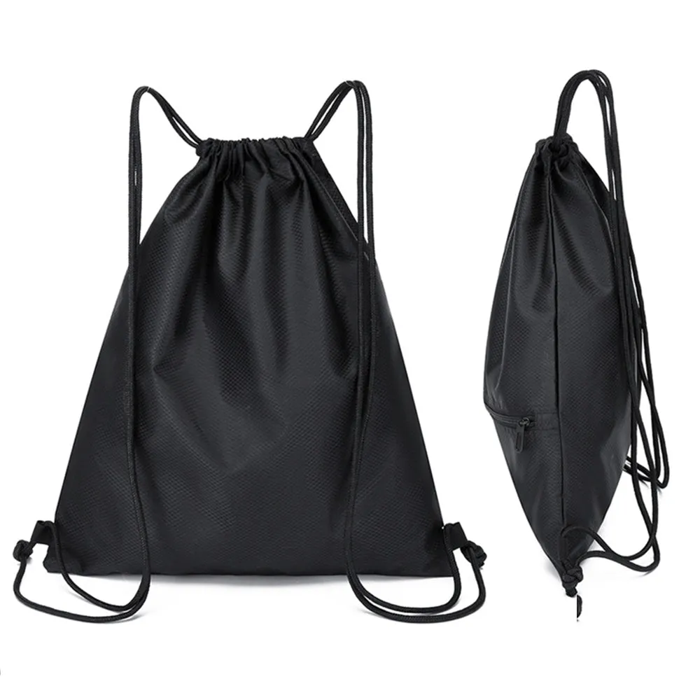 Drawstring Backpack Sport Gym Sackpack Lightweight Zipper Bag