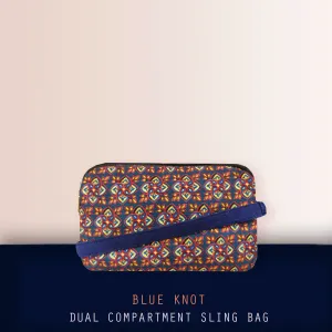 Dual Compartment Sling Bag- Blue Knot