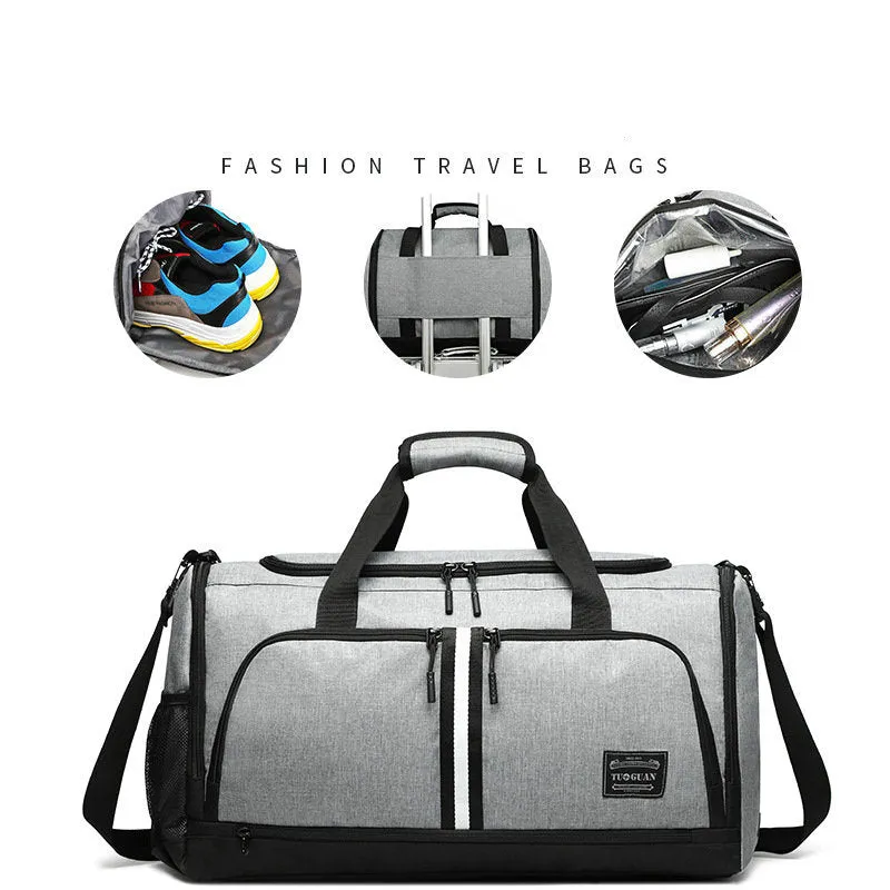 Duffel Bag with 10 Optimal Compartments Including Water Resistant Pouch