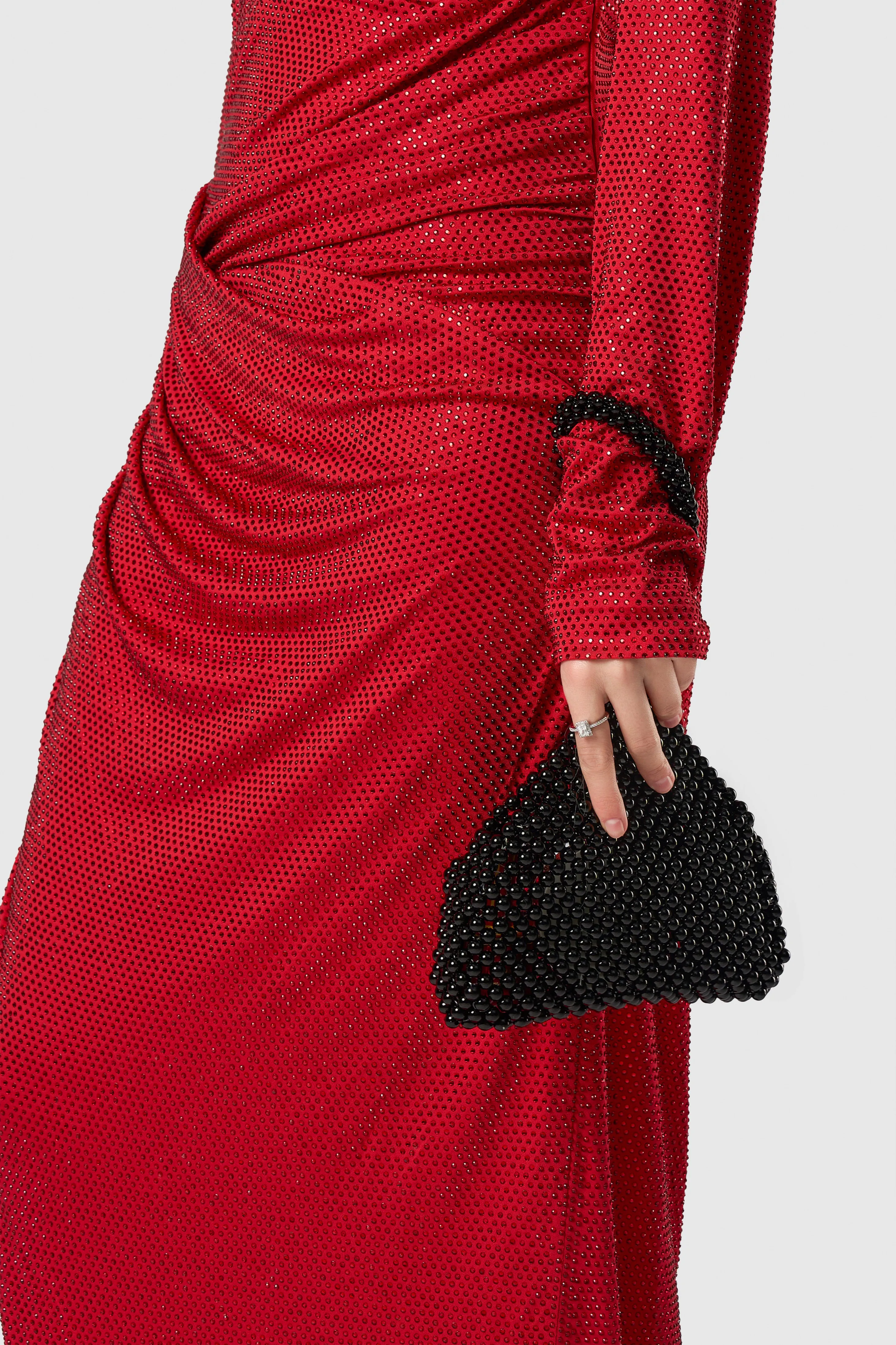 Elegant Beaded Pearl Evening Clutch