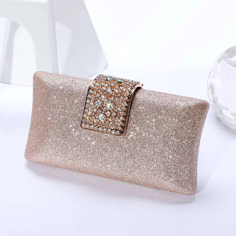 Elegant Rhinestone Clutch with Chain Shoulder Strap