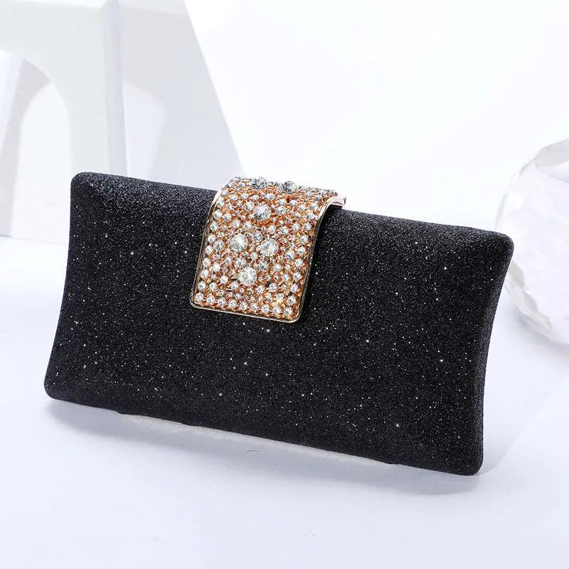 Elegant Rhinestone Clutch with Chain Shoulder Strap