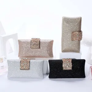 Elegant Rhinestone Clutch with Chain Shoulder Strap