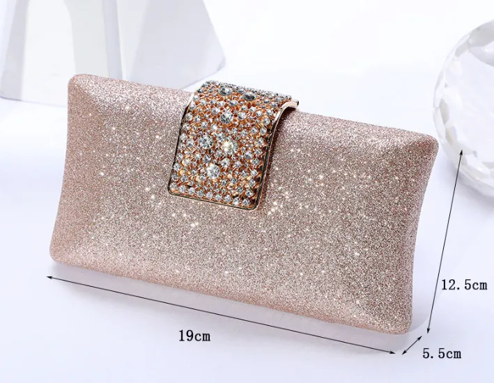 Elegant Rhinestone Clutch with Chain Shoulder Strap