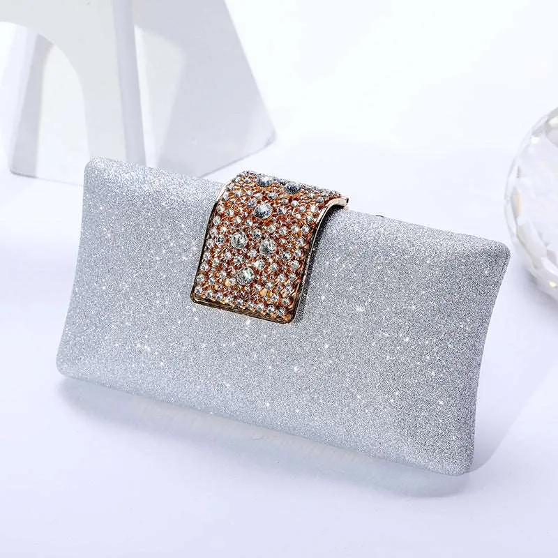 Elegant Rhinestone Clutch with Chain Shoulder Strap