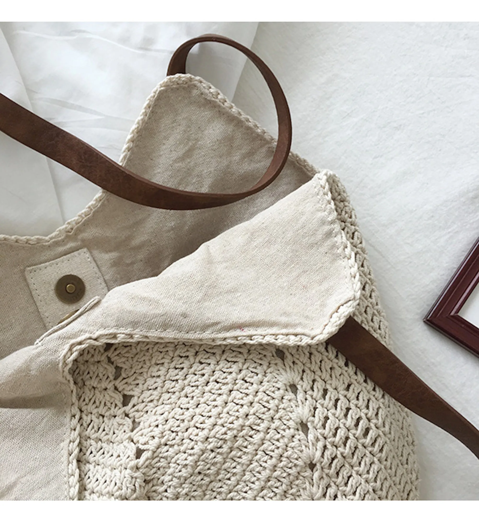 Elena Handbags Retro Cotton Knitted Shoulder Bag