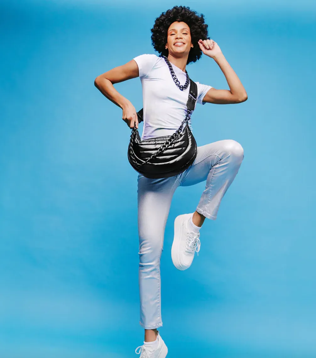 Elton Hobo Crossbody Pearl Black