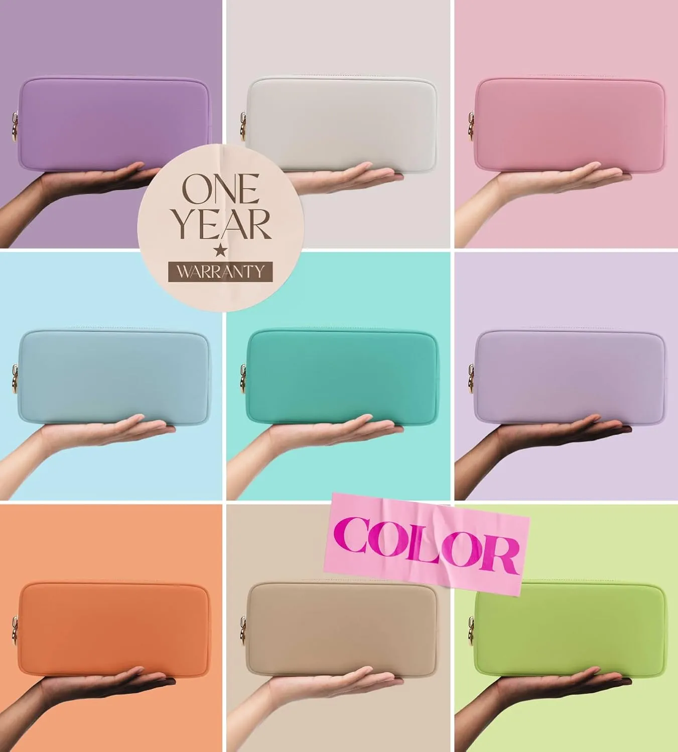 Embla Makeup Bag Travel Cosmetics Pouch and Toiletry Bag, Nylon Zipper Pouch Purse, Cute Make Up Organizer Storage Tote for Women Girls, Waterproof Travel Skincare Case, Small Makeup Bags, Grape