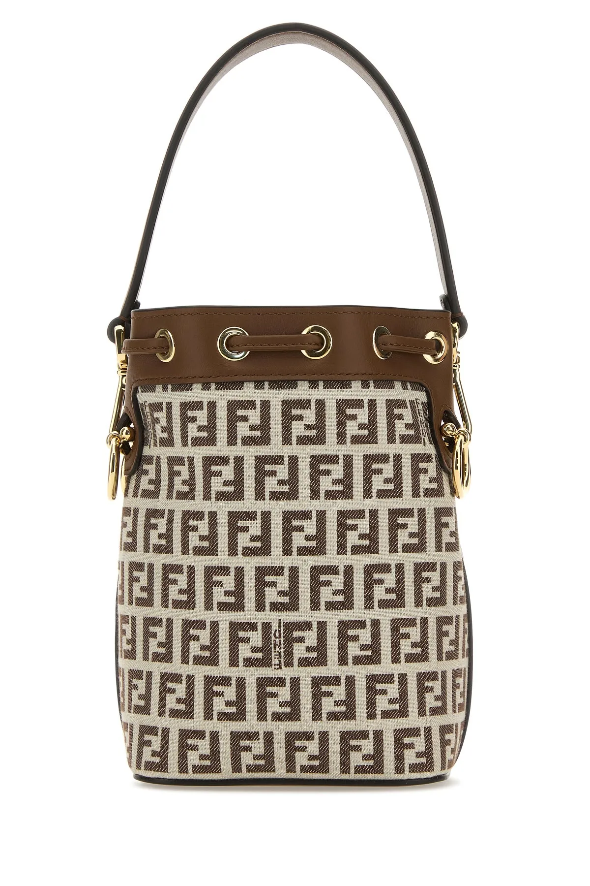 Embroidered fabric and leather mini Mon Tresor bucket bag