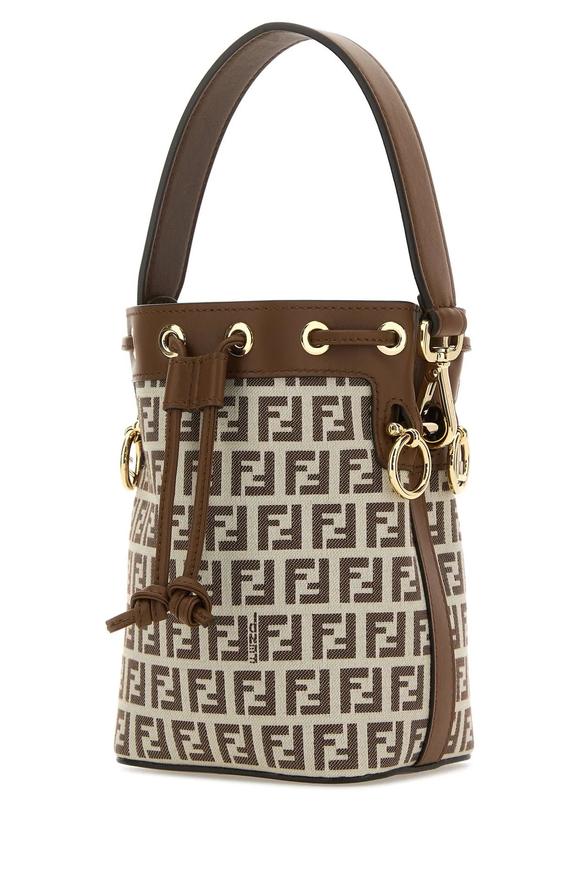 Embroidered fabric and leather mini Mon Tresor bucket bag