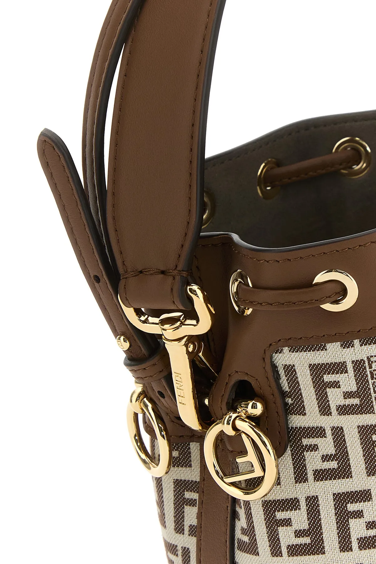 Embroidered fabric and leather mini Mon Tresor bucket bag