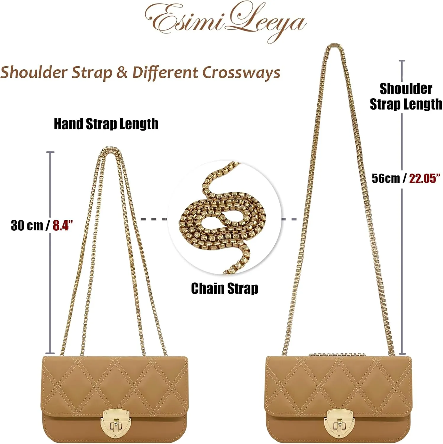 Esimileeya Small Mini Handbags for Women with Golden Chain Cross Body Purses for Women