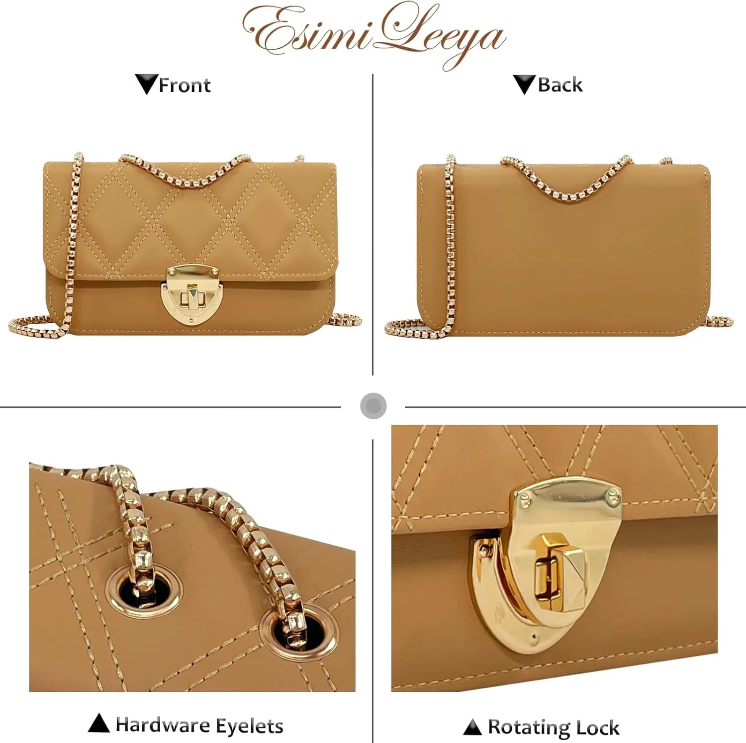 Esimileeya Small Mini Handbags for Women with Golden Chain Cross Body Purses for Women
