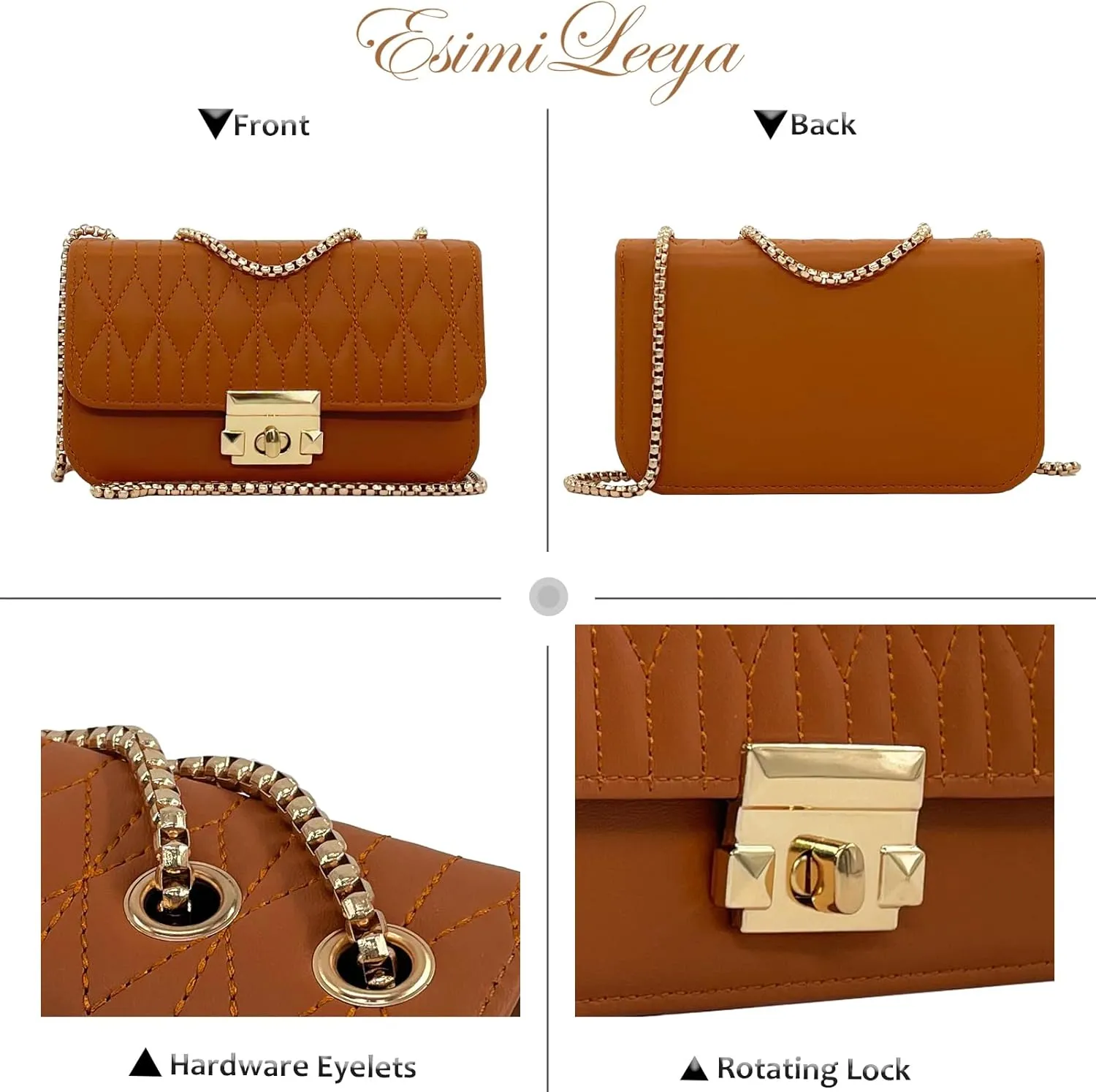 Esimileeya Small Mini Handbags for Women with Golden Chain Cross Body Purses for Women