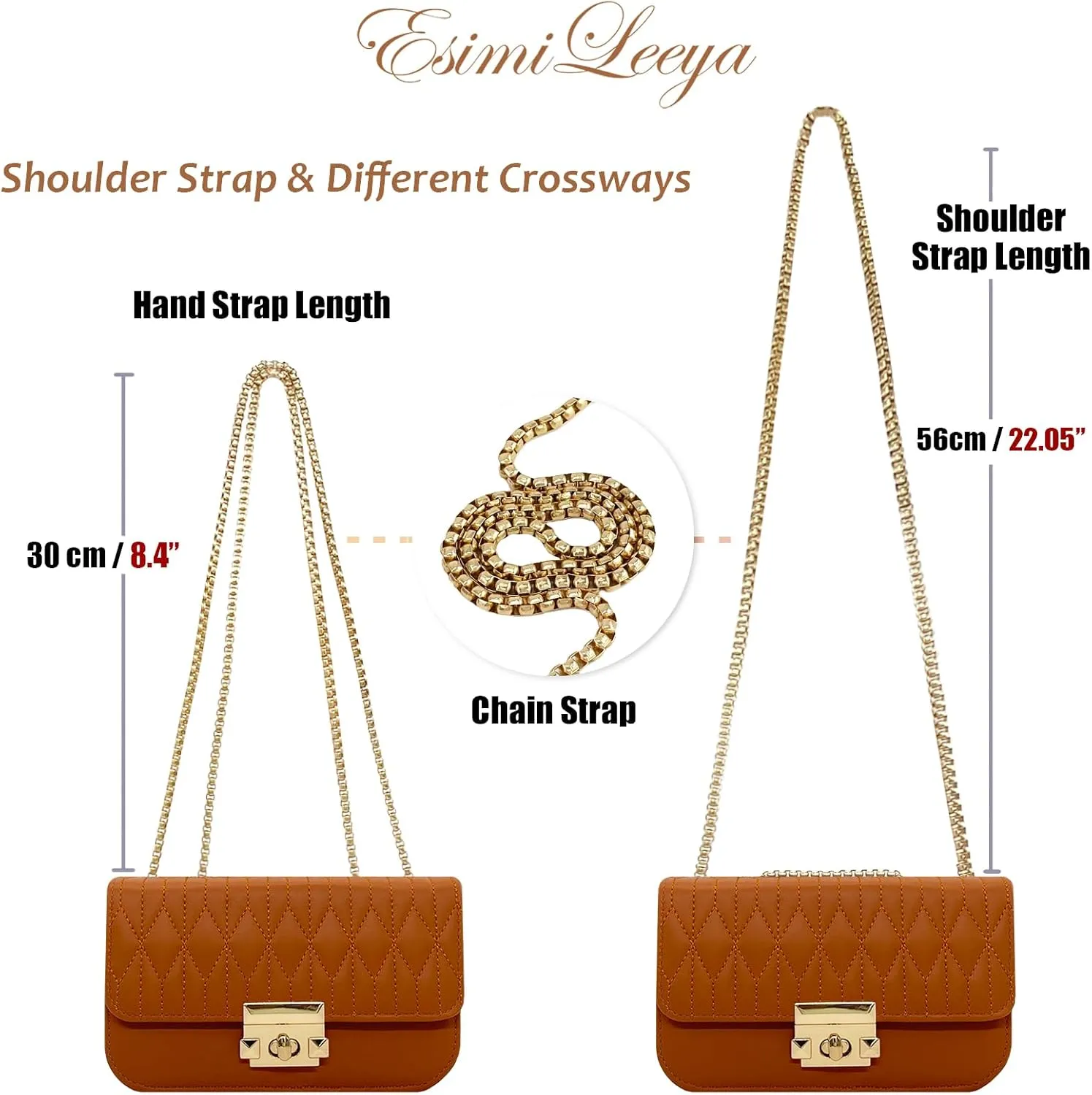 Esimileeya Small Mini Handbags for Women with Golden Chain Cross Body Purses for Women