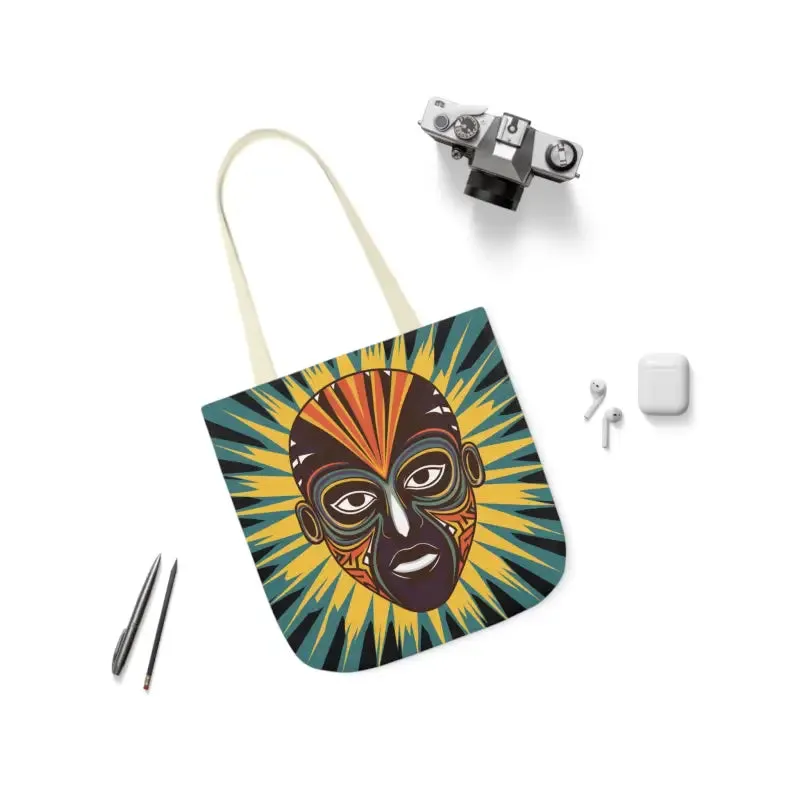 Eye Catching African Tribal Mask Canvas Tote Bag