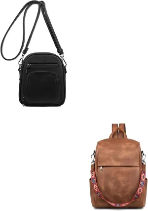FADEON Small Crossbody Bags for Women and Anti Theft Travel Backpack
