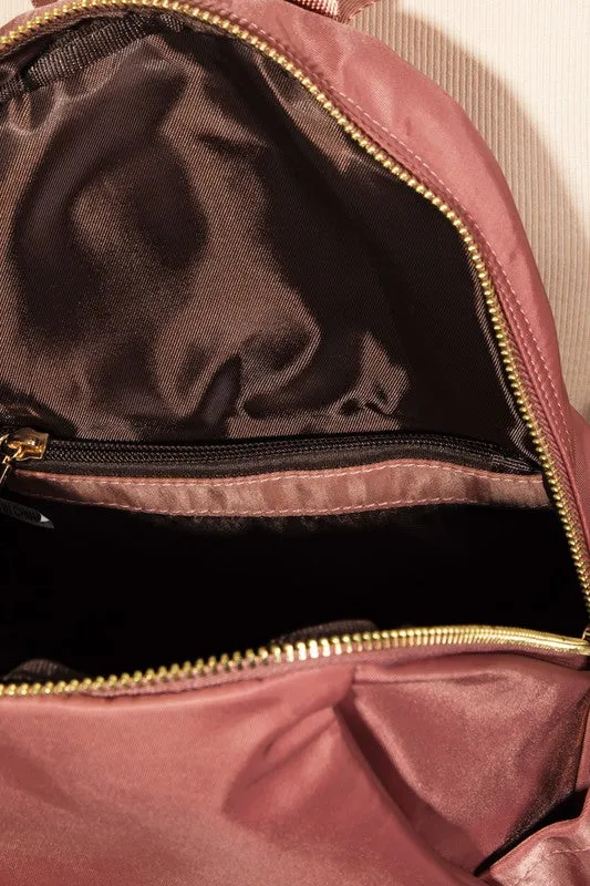 Fame Multi Pocket Nylon Backpack Bag -  Gold Hardware & 4 color options!