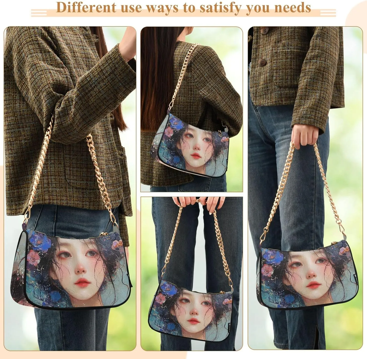 Fantasy Mermaid under Sea Tote Bag Purse Hobo Tote Bag Womens Vintage Handbags Chain Small Shoulder Bag