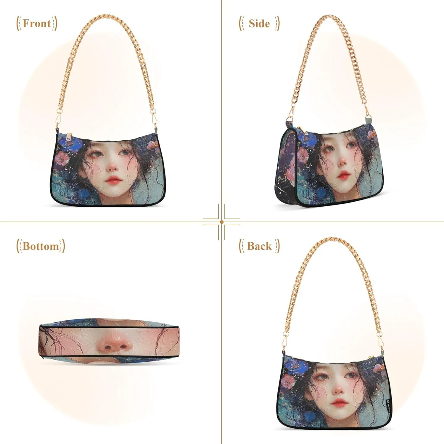 Fantasy Mermaid under Sea Tote Bag Purse Hobo Tote Bag Womens Vintage Handbags Chain Small Shoulder Bag