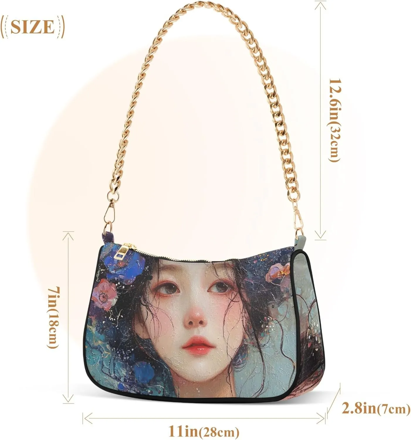 Fantasy Mermaid under Sea Tote Bag Purse Hobo Tote Bag Womens Vintage Handbags Chain Small Shoulder Bag