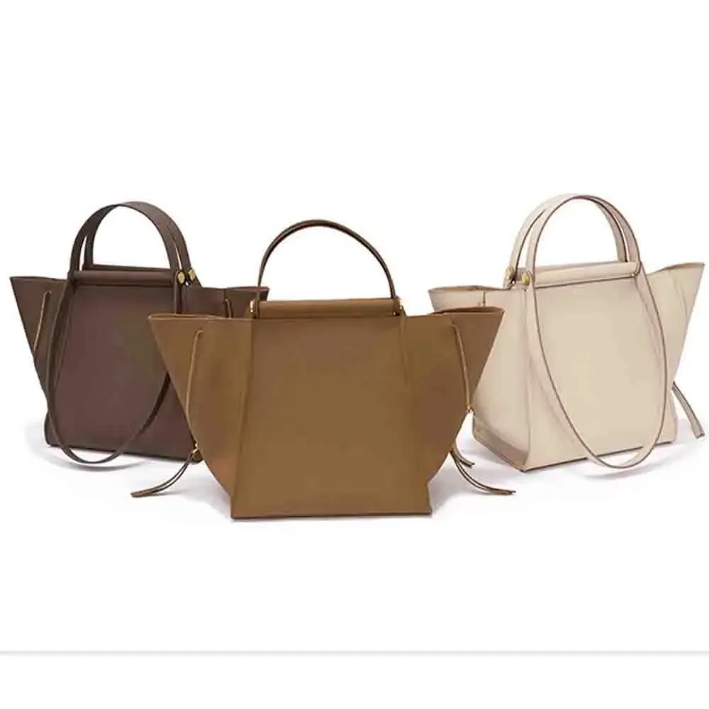 Fashion Korean Style Luxury Genuine Leather Tote Bag Unique Wing Shape Ladies Cowhide Handbag