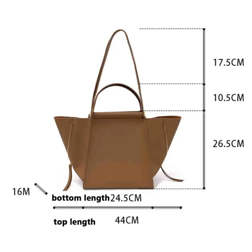 Fashion Korean Style Luxury Genuine Leather Tote Bag Unique Wing Shape Ladies Cowhide Handbag