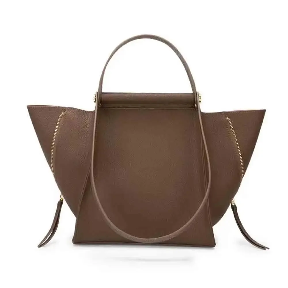 Fashion Korean Style Luxury Genuine Leather Tote Bag Unique Wing Shape Ladies Cowhide Handbag