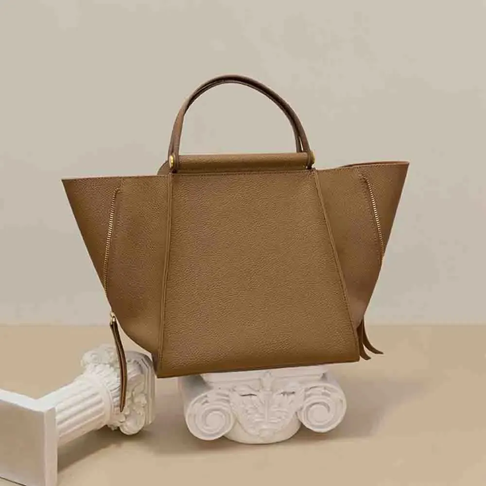 Fashion Korean Style Luxury Genuine Leather Tote Bag Unique Wing Shape Ladies Cowhide Handbag