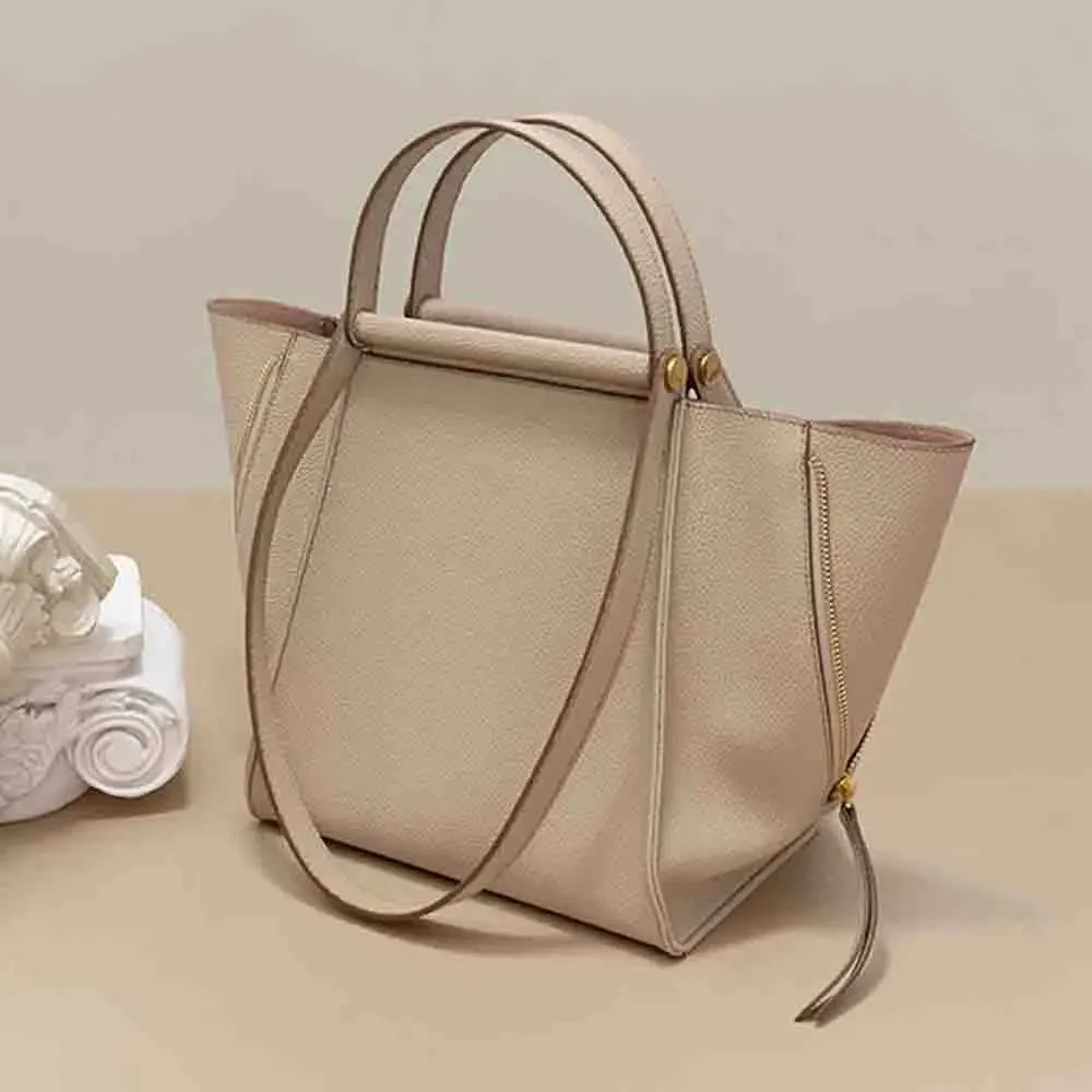 Fashion Korean Style Luxury Genuine Leather Tote Bag Unique Wing Shape Ladies Cowhide Handbag