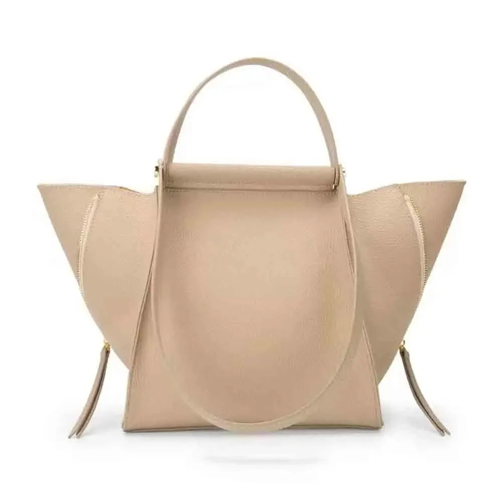 Fashion Korean Style Luxury Genuine Leather Tote Bag Unique Wing Shape Ladies Cowhide Handbag
