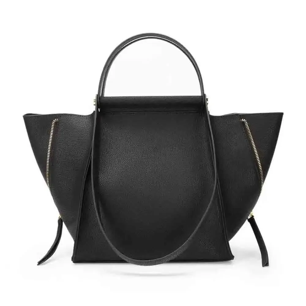 Fashion Korean Style Luxury Genuine Leather Tote Bag Unique Wing Shape Ladies Cowhide Handbag
