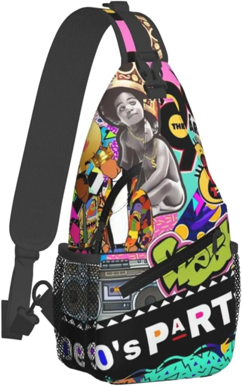 Fashion Retro 80s 90s Sling Bags Adjustable Chest Bag Daypack Crossbody Backpack for Travel Sport Running Hiking
