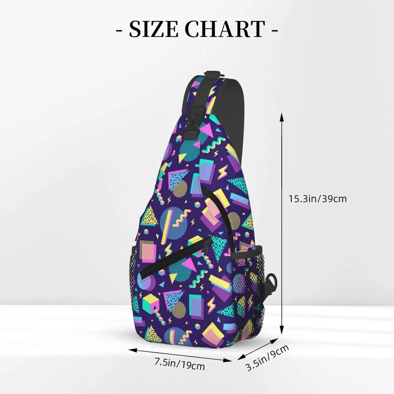 Fashion Retro 80s 90s Sling Bags Adjustable Chest Bag Daypack Crossbody Backpack for Travel Sport Running Hiking