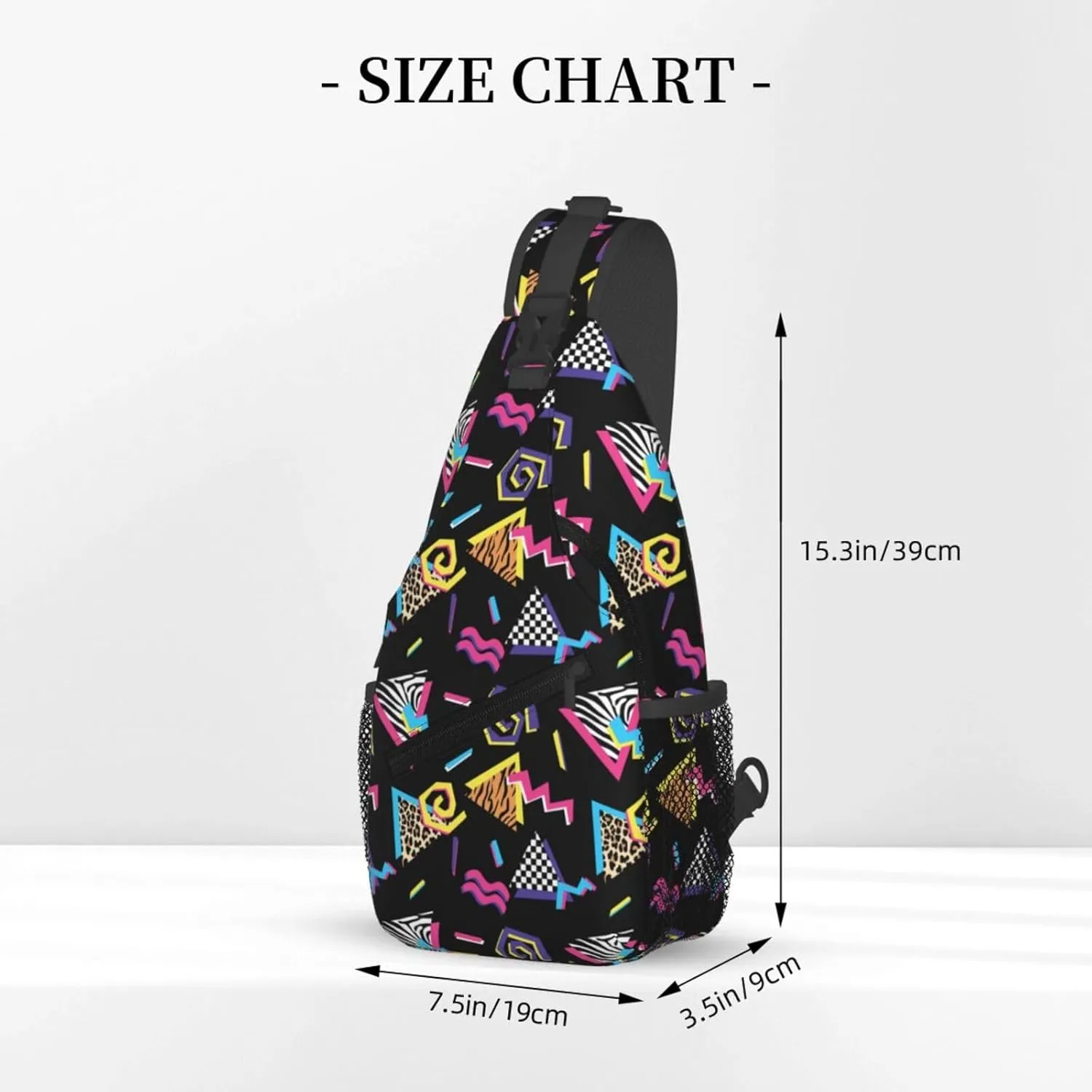 Fashion Retro 80s 90s Sling Bags Adjustable Chest Bag Daypack Crossbody Backpack for Travel Sport Running Hiking